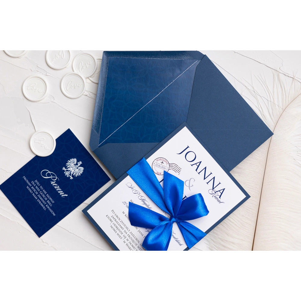 Zaproszenia ślubne Paszport w niebieskich barwach