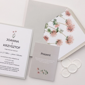 Minimalistyczne Zaproszenia ślubne Botanic w&nbsp;naturalnym szarym kolorze