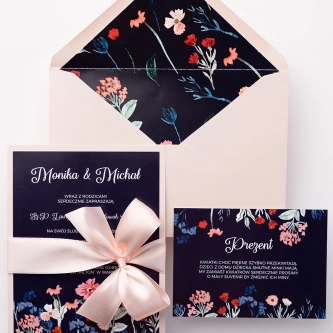 Oryginalne Zaproszenia ślubne Wildflowers - Motyw 1 w&nbsp;różowym kolorze