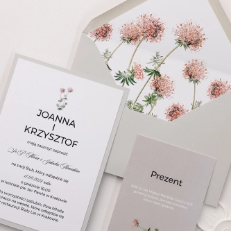Minimalistyczne Zaproszenia ślubne Botanic w&nbsp;naturalnym szarym kolorze