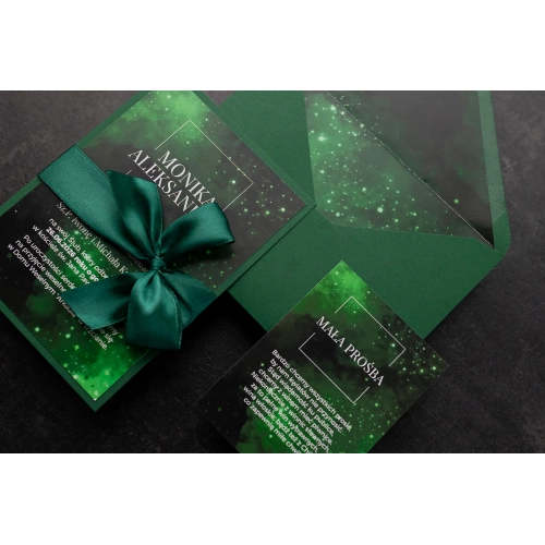 Zaproszenia ślubne Colors of the Sky z piękną kokardą i dodatkową wkładką