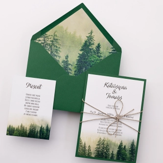 Zaproszenia ślubne Forest z&nbsp;motywem lasu w&nbsp;zielonej kolorystyce