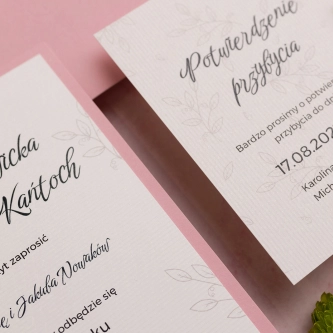 Minimalistyczne Zaproszenia ślubne Białe liście - Motyw 1 z&nbsp;kopertą i&nbsp;wkładkami