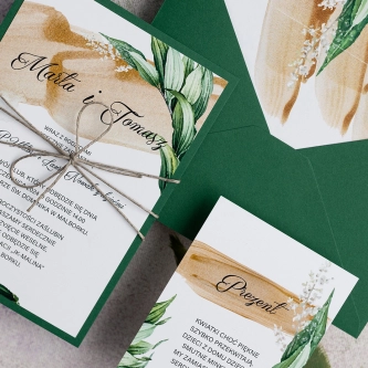 Zaproszenia ślubne Charlotte w&nbsp;naturalnych kolorach z&nbsp;kopertą krzyżową, papierem ozdobnym i&nbsp;dodatkową wkładką