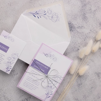 Delikatne Zaproszenia ślubne Flores de campo z&nbsp;papierem ozdobnym i&nbsp;wkładką