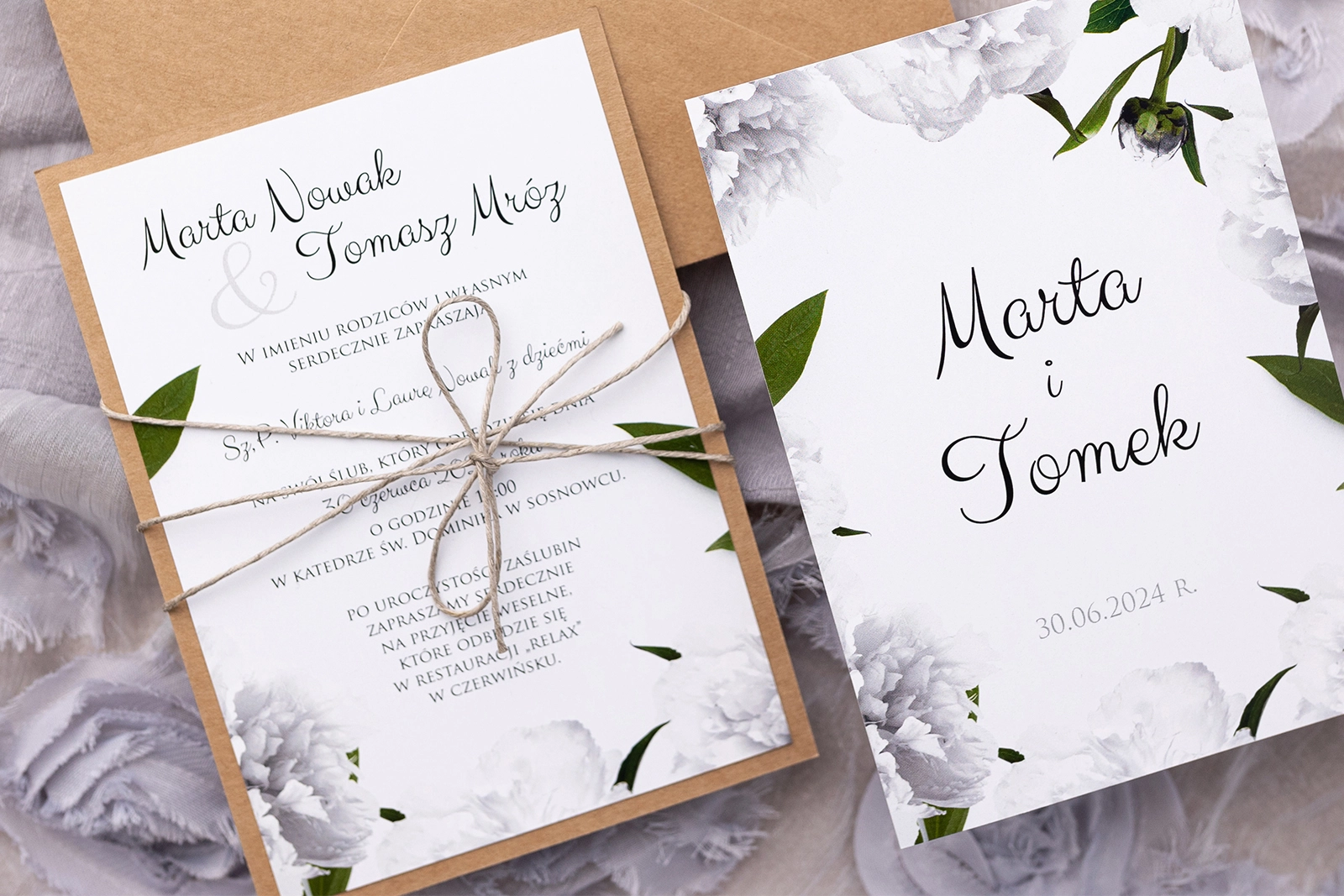 Ekologiczne Zaproszenia ślubne Soft Motyw 3 na kartach