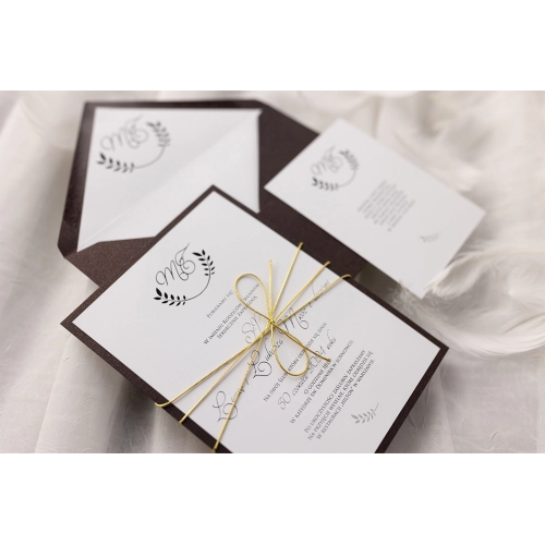 Minimalistyczne Zaproszenia ślubne Alloro z kopertą i podklejką w kolorze Antycznej Miedzi