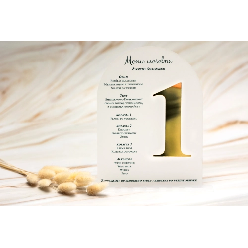 Akrylowe Menu z Numerem - półokrągłe