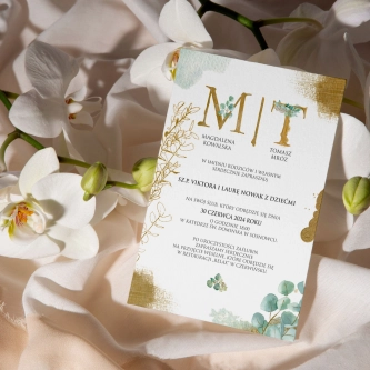 Zaproszenia ślubne Golden Green - Motyw 2
