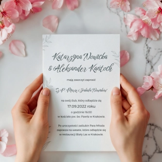 Zaproszenia ślubne Białe liście - Motyw 2