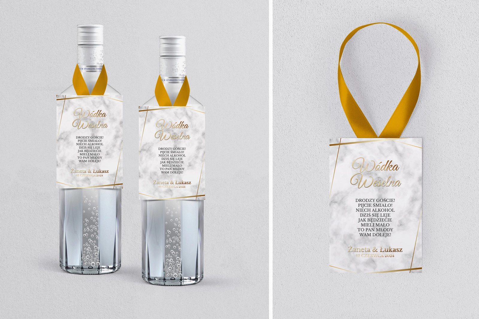 Zawieszka na alkohol Marmur & Złoto - Motyw 2