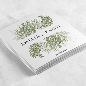 Zaproszenia ślubne Leaves - Składane Kwadrat Motyw 2