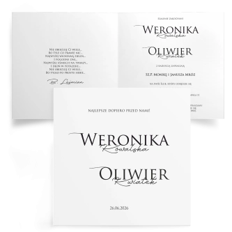 Zaproszenia ślubne Minimalistyczne - Składane Kwadrat Motyw 2