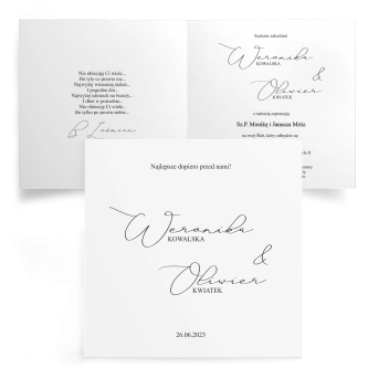 Zaproszenia ślubne Minimalistyczne - Składane Kwadrat Motyw 3