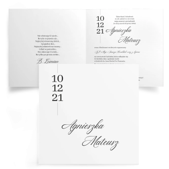 Zaproszenia ślubne Minimalistyczne - Składane Kwadrat Motyw 4