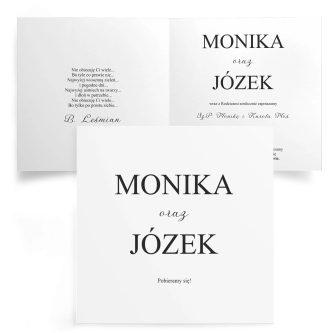 Zaproszenia ślubne Minimalistyczne - Składane Kwadrat Motyw 6