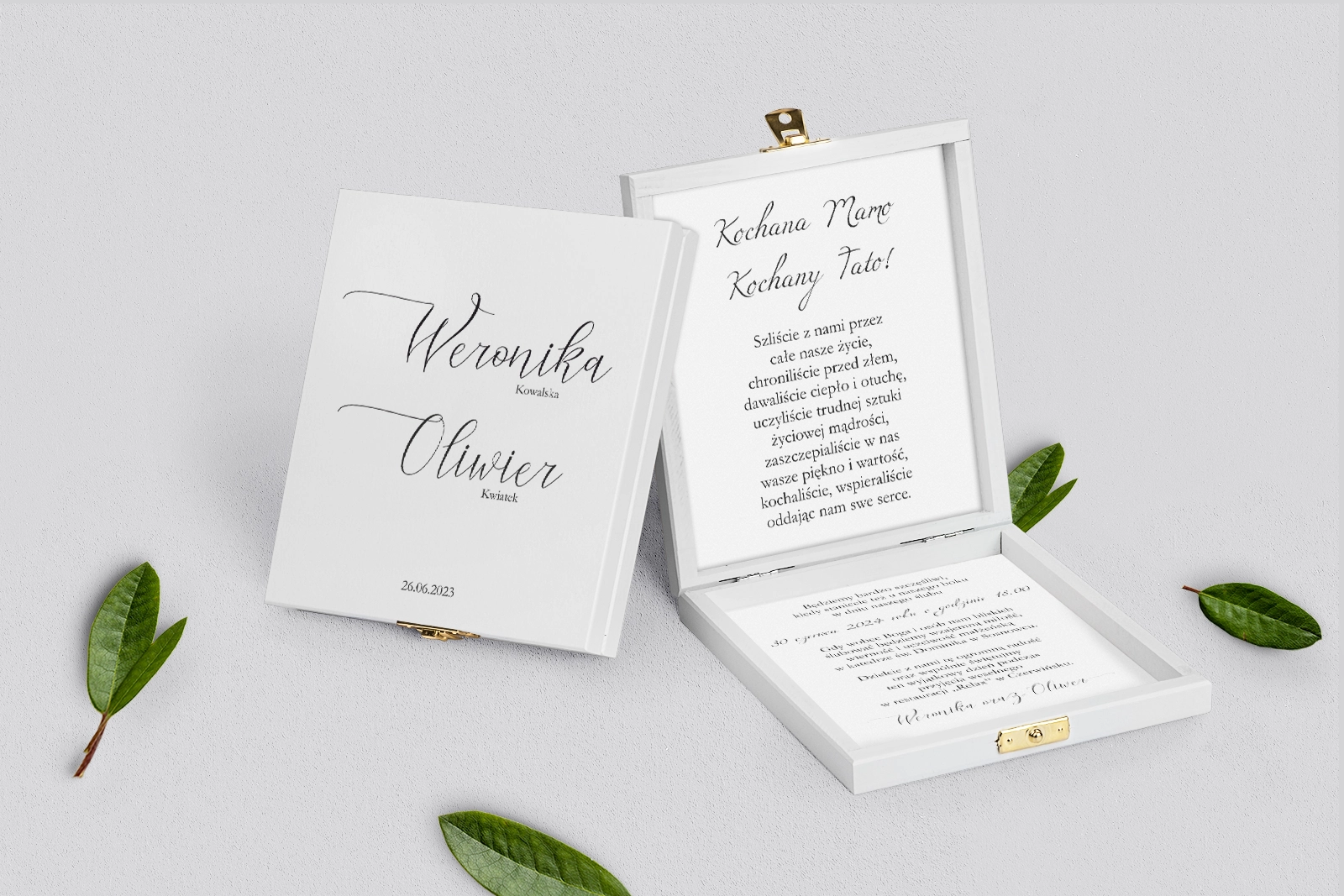 Zaproszenie dla Rodziców - białe Minimalistyczne Motyw 1