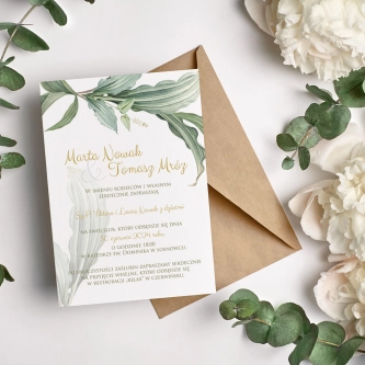 Zaproszenia ślubne Liście - Motyw 3