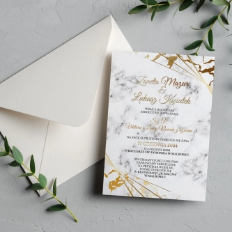 Zaproszenia ślubne Marmur & Złoto - Motyw 4