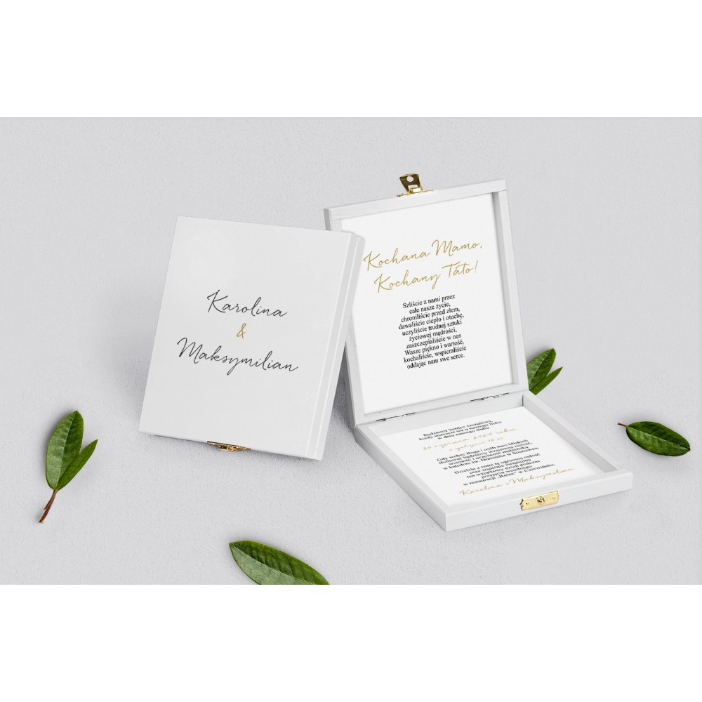 Zaproszenie dla Rodziców - białe Golden Elegance