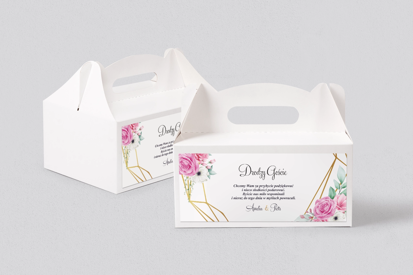 Pudełko na ciasto weselne Geometryczne Serce Motyw 1