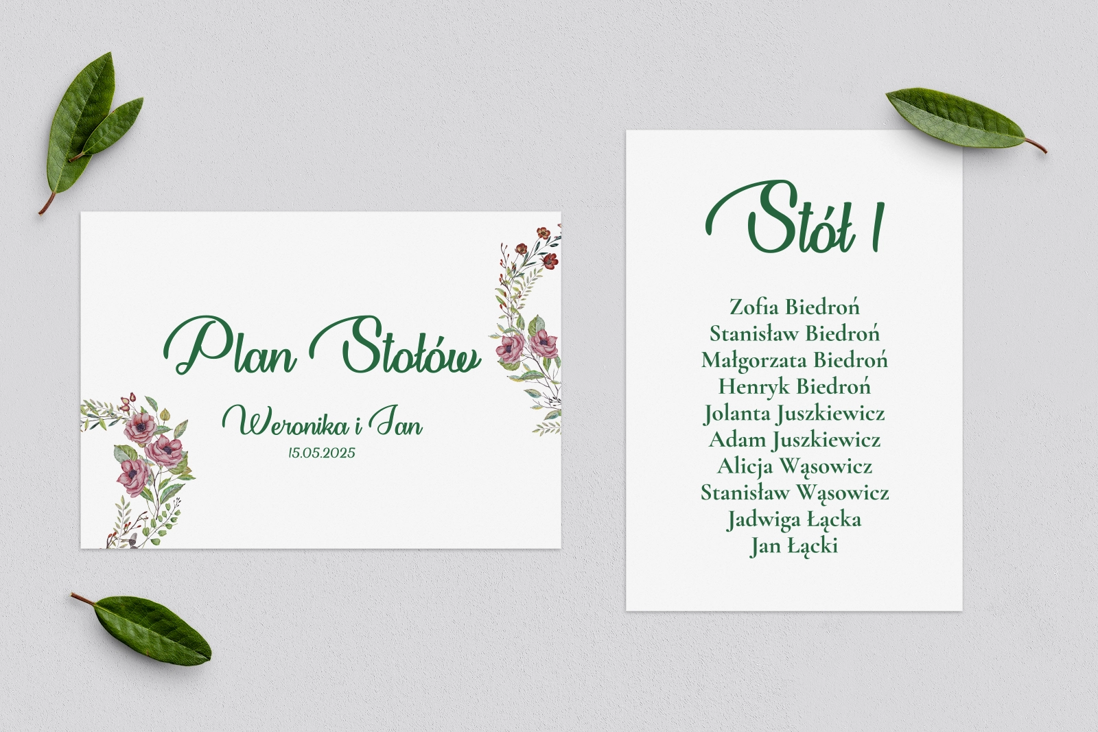 Plan Stołów - Karteczka Heart of Flowers Motyw 3