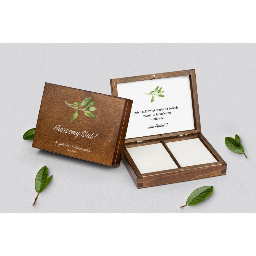 Pudełko na obrączki prostokątne brązowe - Nature Motyw 2