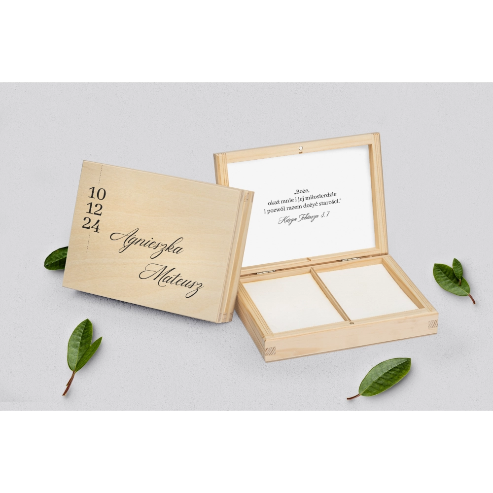 Pudełko na obrączki prostokątne naturalne - Minimalistyczne Motyw 4