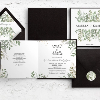 Nowoczesne zaproszenia z&nbsp;kopertą antyczną miedź, zaklejką i&nbsp;wklejką