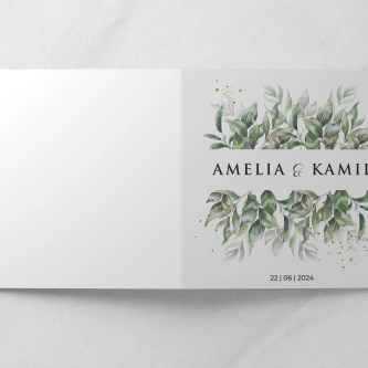 Zielone Kwadratowe Zaproszenie na ślub Leaves z&nbsp;kopertą