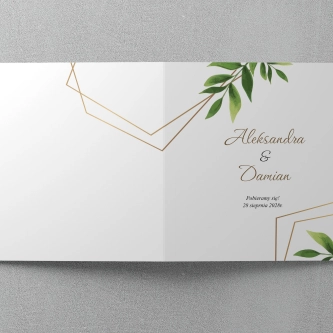 Zaproszenia ślubne Kwadratowe Składane Golden Geometry - Motyw 1