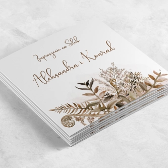 Zaproszenia ślubne Kwadratowe Składane Rustic Charm - Motyw 1