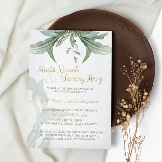 Zaproszenia ślubne Liście - Motyw 1