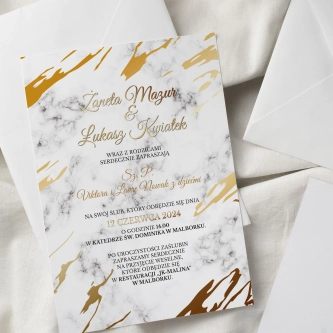 Zaproszenia ślubne Marmur & Złoto - Motyw 3