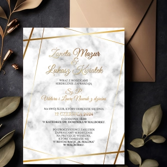 Zaproszenia ślubne Marmur & Złoto - Motyw 2