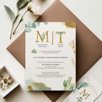 Zaproszenia ślubne Golden Green - Motyw 1