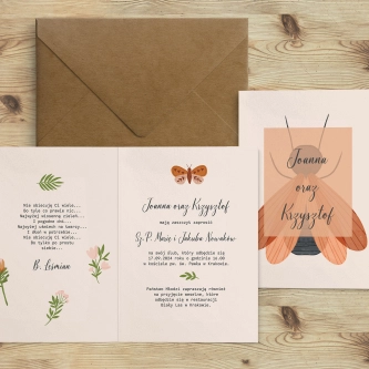 Oryginalne zaproszenie Butterflies z&nbsp;kopertą kopertą ekologiczną