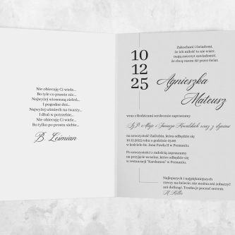 Złocone zaproszenia ślubne Minimalistyczne - Składane Motyw 4