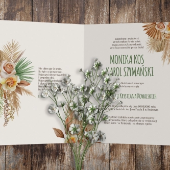 Zaproszenia ślubne Boho - Składane motyw 1