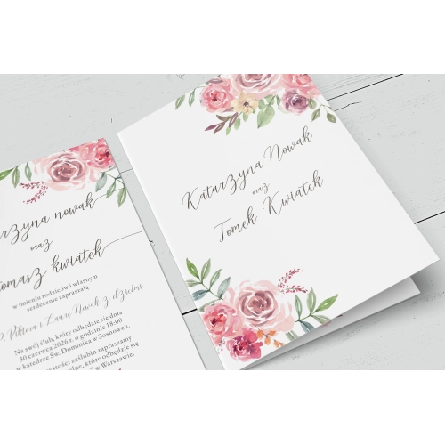 Zaproszenia ślubne PasteLove- Składane Motyw 2
