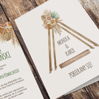 Zaproszenia ślubne Boho - Składane motyw 1