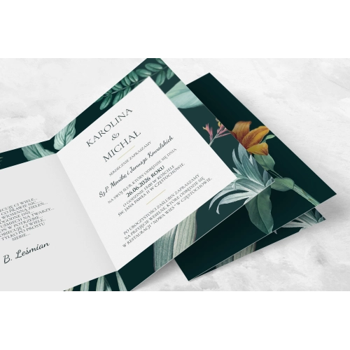 Zaproszenia ślubne Exotic - Składane motyw 4