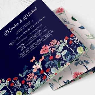 Zaproszenia ślubne Wildflowers - Składane Motyw1