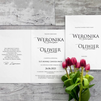 Zaproszenia ślubne Minimalistyczne - Składane Motyw 2