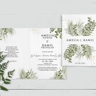 Zaproszenia ślubne Leaves - Składane Motyw 2