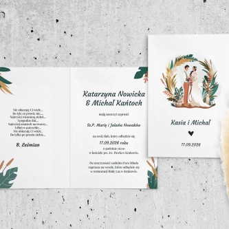 Zaproszenia ślubne Boho wedding - Składane motyw 1