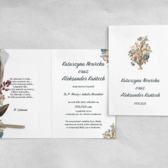 Zaproszenie w&nbsp;stylu rustykalnym z&nbsp;dopasowaną kopertą w&nbsp;kolorze białym