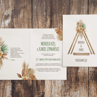 Zaproszenia ślubne Boho - Składane motyw 1