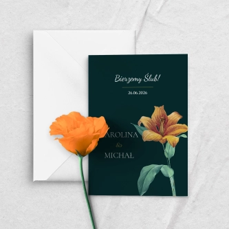 Egzotyczne zaproszenia z&nbsp;ramką dookoła i&nbsp;białą kopertą