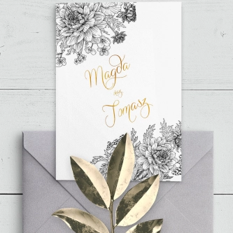 Kwieciste zaproszenie Adore z&nbsp;kopertą w&nbsp;kolorze szarym